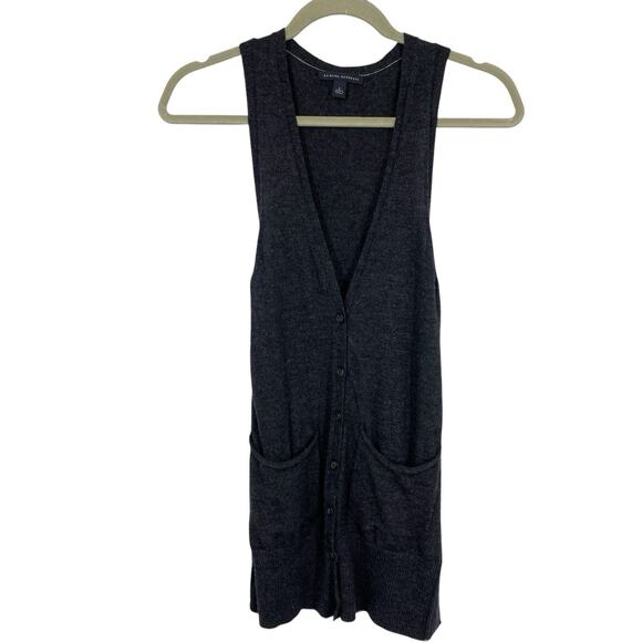 Banana Republic Merino Wool Sweater Vest Women size Small Gray V Neck Button Up - Picture 1 of 11